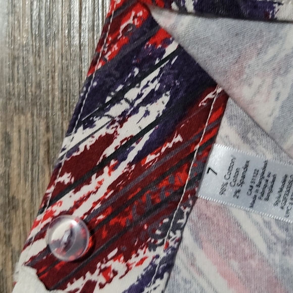 Gently Loved woman's pants multicolor pattern size 7 made by G21 side zip skinny - Picture 14 of 15